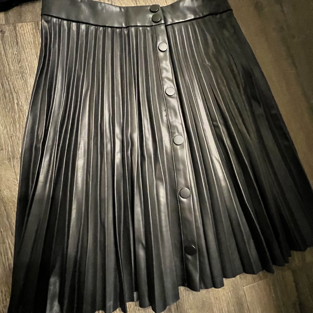 Lucy Paris leather pleated skirt
